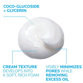 La Roche-Posay Effaclar cream texture turning into foam demonstrating gentle cleansing