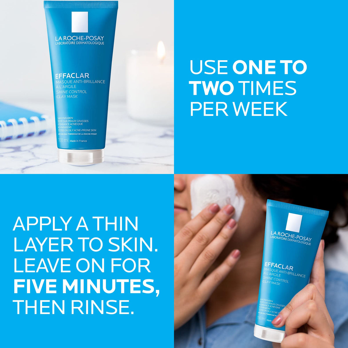 La Roche-Posay mask rinsing under water showing gentle removal and clean skin