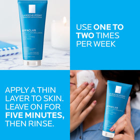 La Roche-Posay mask rinsing under water showing gentle removal and clean skin