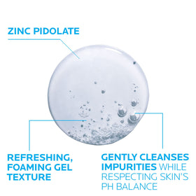 La Roche-Posay bottle held in hand for scale, demonstrating portable daily-use size