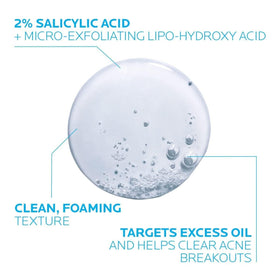 La Roche-Posay gel texture close-up highlighting smooth, foaming action
