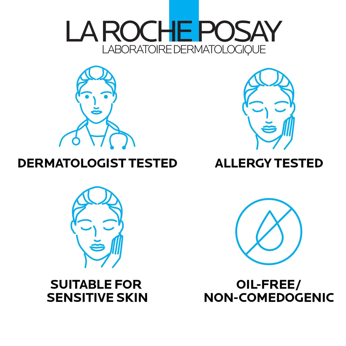La Roche-Posay bottle in hand showing scale and easy application benefit