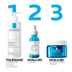 La Roche-Posay serum staged in bathroom routine showing daily use benefit