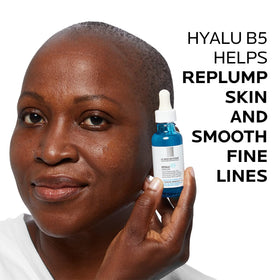 La Roche-Posay serum on hand illustrating quick absorption and plumping effect
