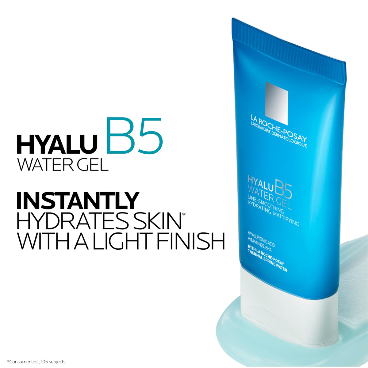 La Roche-Posay Hyalu B5 gel texture in jar highlighting cooling, lightweight hydration benefit