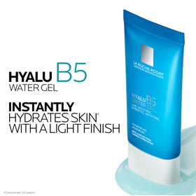La Roche-Posay Hyalu B5 gel texture in jar highlighting cooling, lightweight hydration benefit