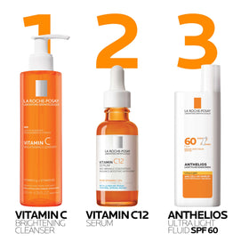 La Roche-Posay flatlay of Vitamin Cg and Vitamin B3 highlighting active benefits