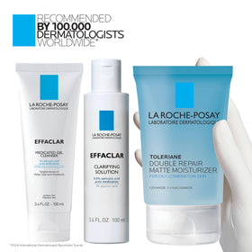 La Roche-Posay kit in lifestyle scene at mirror showing practical everyday use