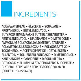 La Roche-Posay label close-up showing key ingredients for barrier repair