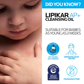 La Roche-Posay product in bathroom lifestyle scene showing family-friendly benefit