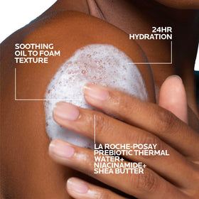 La Roche-Posay pump bottle close-up demonstrating easy-dispense benefit