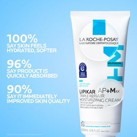 La Roche-Posay cream being dispensed to demonstrate easy application and fast absorption