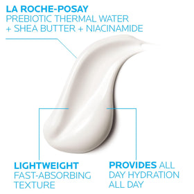 La Roche-Posay Lipikar cream texture on fingertip highlighting fast absorption