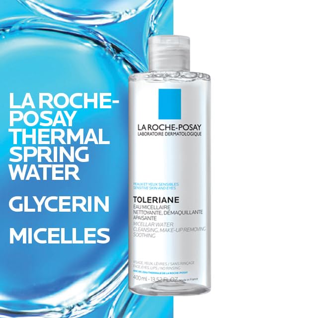 La Roche-Posay bottle next to everyday items showing travel-friendly size