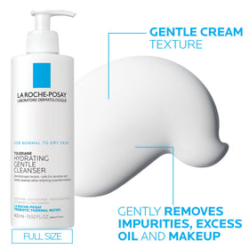 La Roche-Posay moisturizer spread on skin illustrating lightweight, fast absorption
