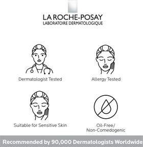 La Roche-Posay bottle staged with skincare routine, suggests daytime protection and consistent use