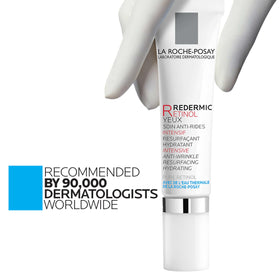 La Roche-Posay label highlighting retinol and caffeine for visible effects