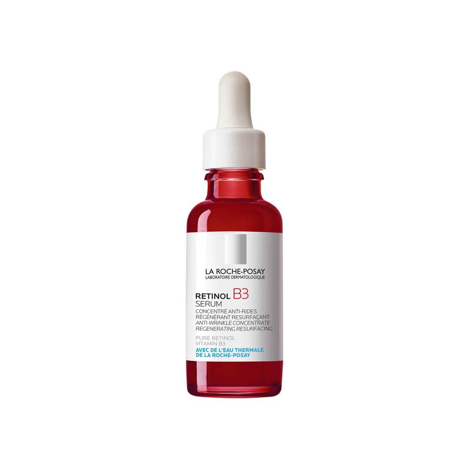 La Roche-Posay front packaging showing bottle and brand, communicates trusted dermatological care
