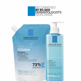 La Roche-Posay size comparison next to hand to show refill scale