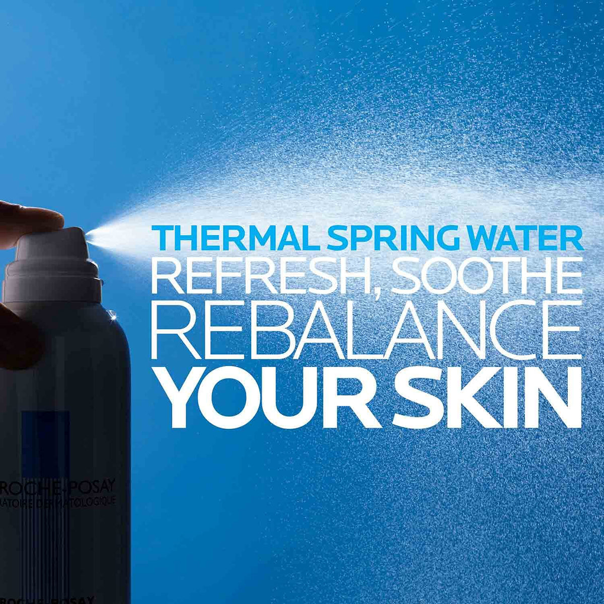 La Roche-Posay water droplet on skin highlighting hydrating mineral feel