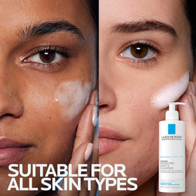 La Roche-Posay bottle staged in bathroom conveying daily routine compatibility