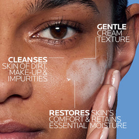 La Roche-Posay cream texture spread highlighting gentle, hydrating finish