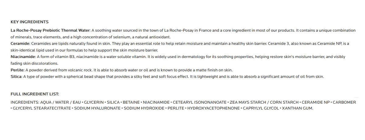 La Roche-Posay before and after on face illustrating reduced shine and refined texture