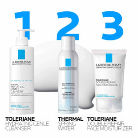 La Roche‑Posay cleanser held in hand showing compact size and travel benefit
