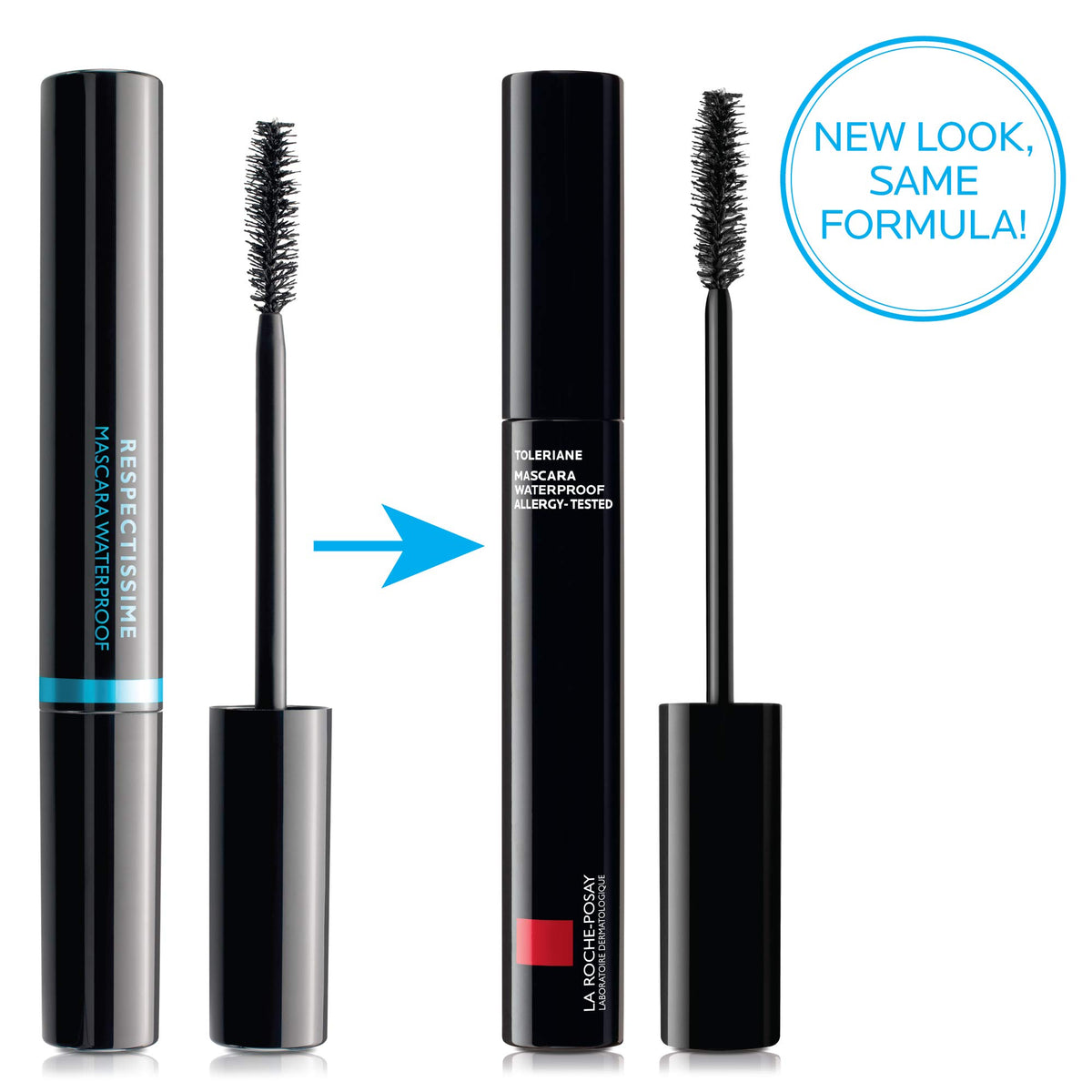La Roche-Posay close-up of wand coating lashes delivering defined volume and comfortable hold