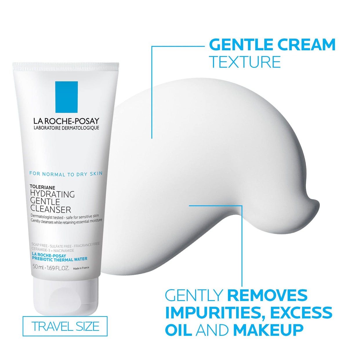 La Roche-Posay travel set inside toiletry bag for easy portability