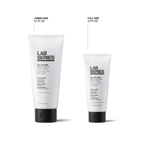 Lab Series bottle on bathroom counter in lifestyle setting for routine