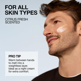 Lab Series cream dispensed to illustrate fast-absorbing, lightweight feel