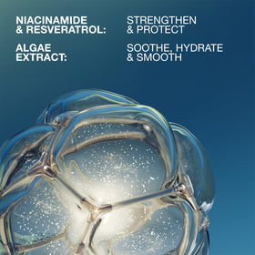 Lab Series label close-up focusing on ingredient highlights like niacinamide and resveratrol for skin resilience