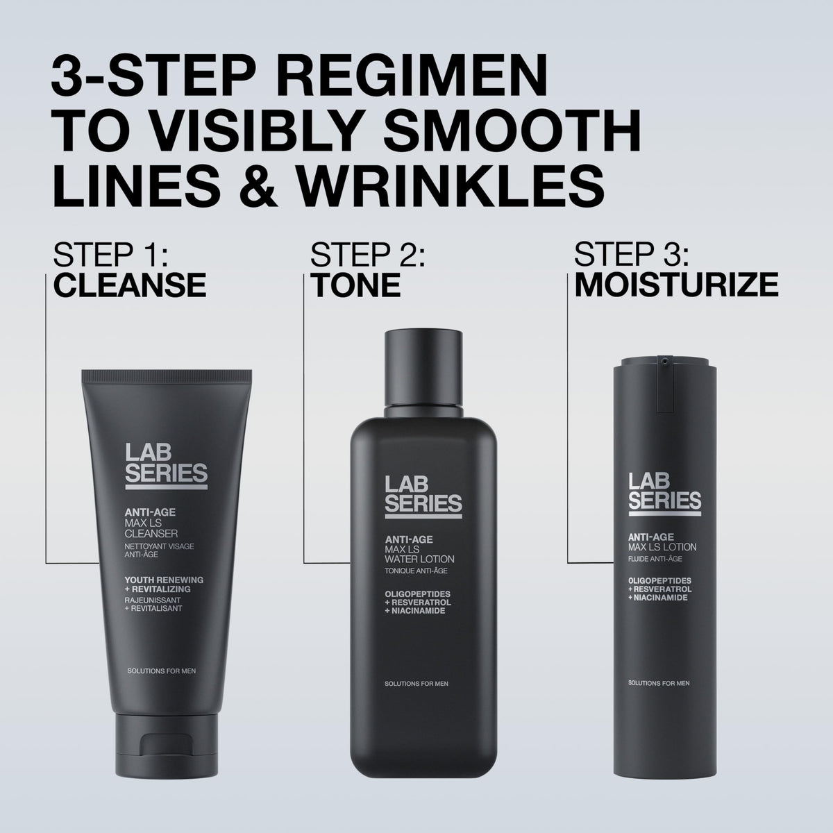 Lab Series on bathroom vanity in lifestyle scene showing everyday routine use