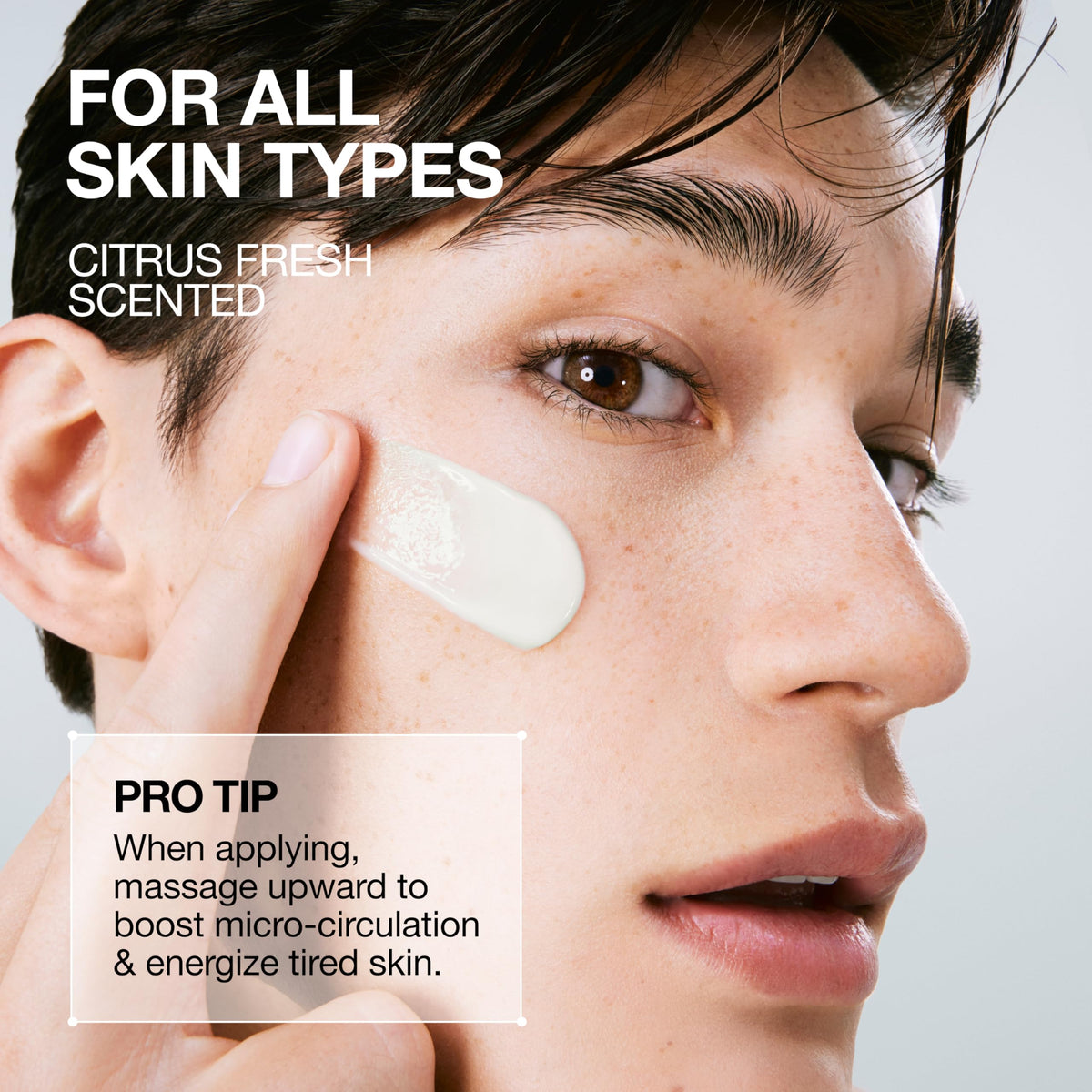 Lab Series lotion being applied to a man's hand demonstrating easy spreadability and immediate hydration