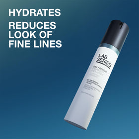 Lab Series pump dispensing lotion close-up highlighting lightweight texture and fast-absorbing benefit