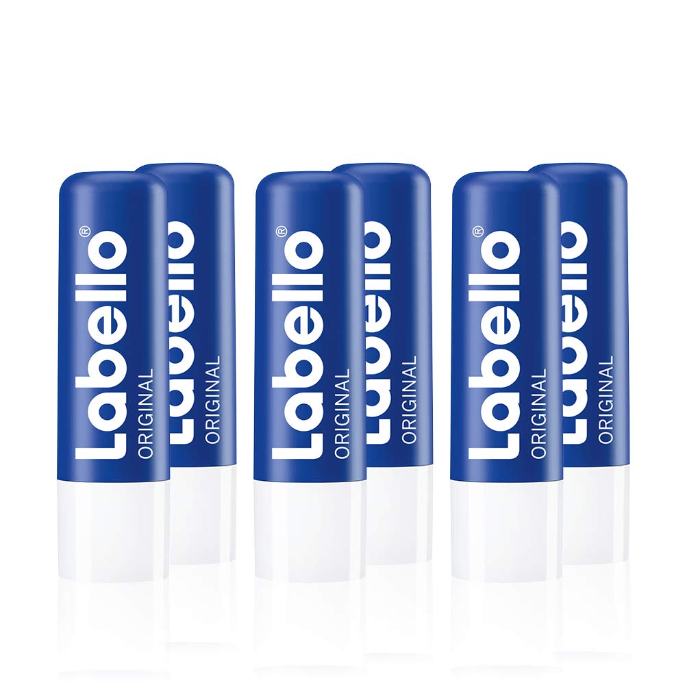 Labello front packaging showing six lip balm sticks and brand clarity