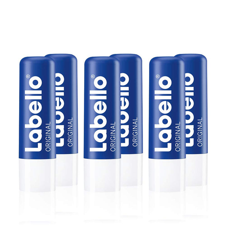 Labello front packaging showing six lip balm sticks and brand clarity