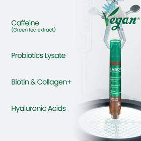 LABO-H clear serum droplet texture highlighting lightweight, non-greasy feel