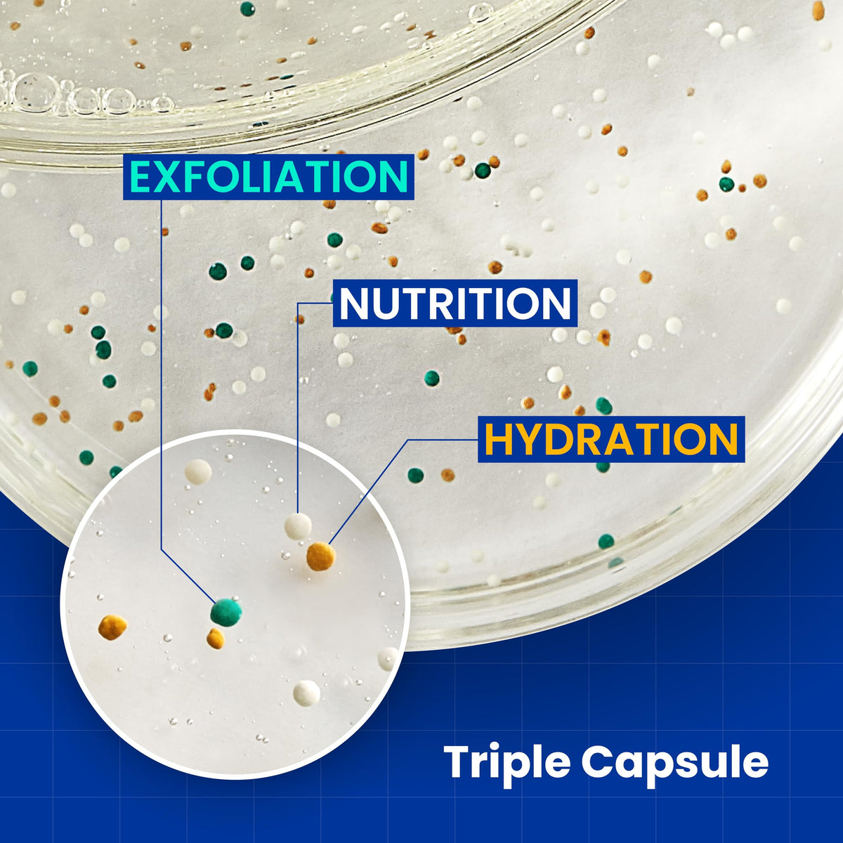 LABO-H macro of fine exfoliant particles showing gentle scrub action benefit