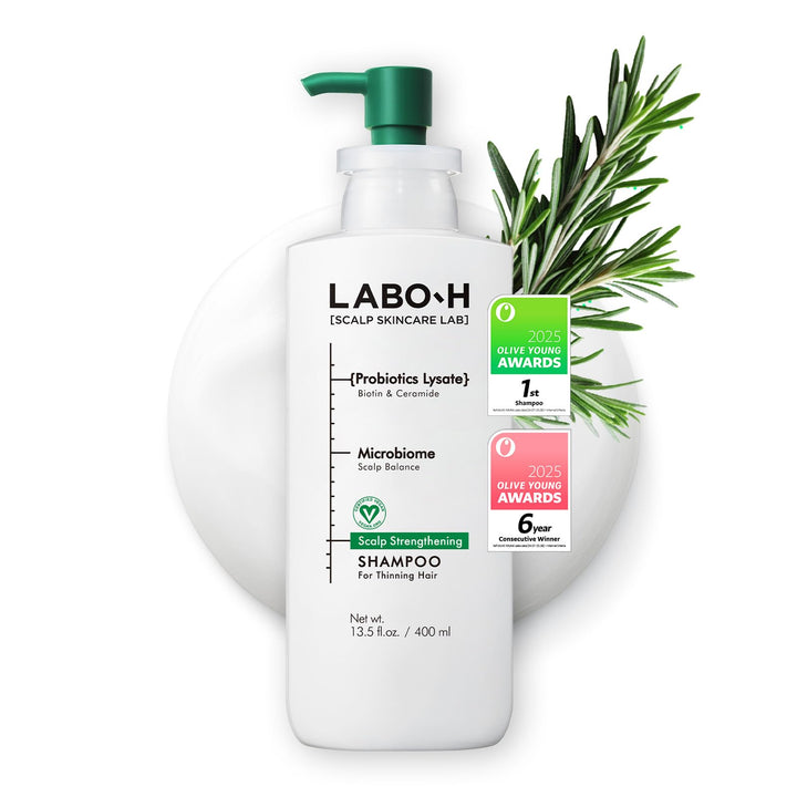 LABO-H front packaging showing 13.5 fl oz bottle and benefits