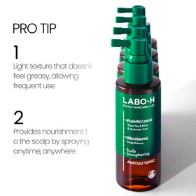 LABO-H bottle beside a ruler to show 3.38 fl oz scale and travel-friendly size
