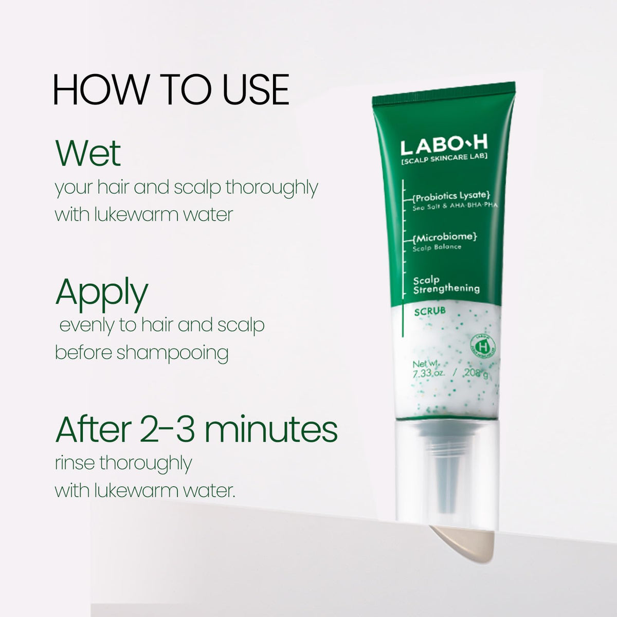 LABO-H scalp application demo showing product applied at roots for clearer hair foundation