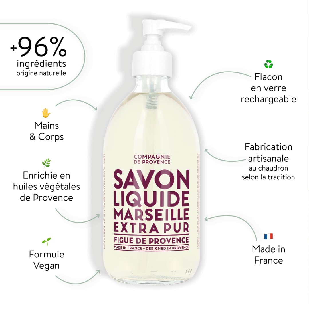 La Compagnie de Provence close-up label highlighting natural ingredients and origin