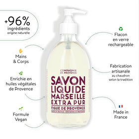 La Compagnie de Provence close-up label highlighting natural ingredients and origin