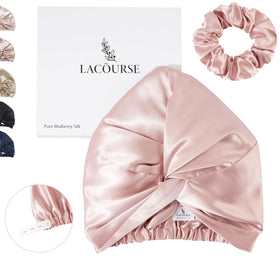 LaCourse pink bonnet front view showing neat finish and secure fit benefit: comfortable protection