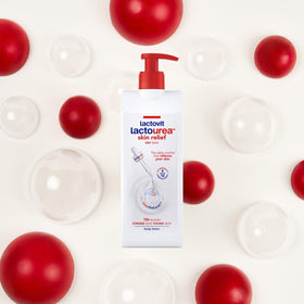Lactovit in bathroom lifestyle scene suggesting daily routine and skin relief