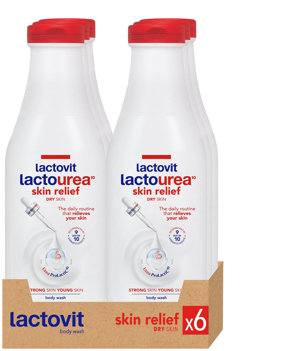 lactovit front bottle showing product and volume for long-lasting hydration