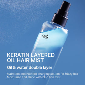 LA'DOR close-up of spray droplets illustrating lightweight texture