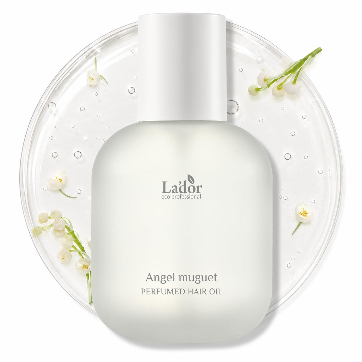 LA'DOR front packaging showing Angel Muguet bottle, elegant and informative benefit